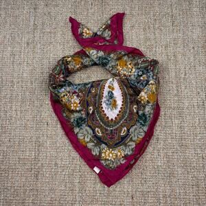🌺 Vintage Sacha for Basha Silk Floral Scarf | 29" Square | Burgundy Multi